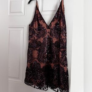 Free people, purple, lace, sequin dress size 6